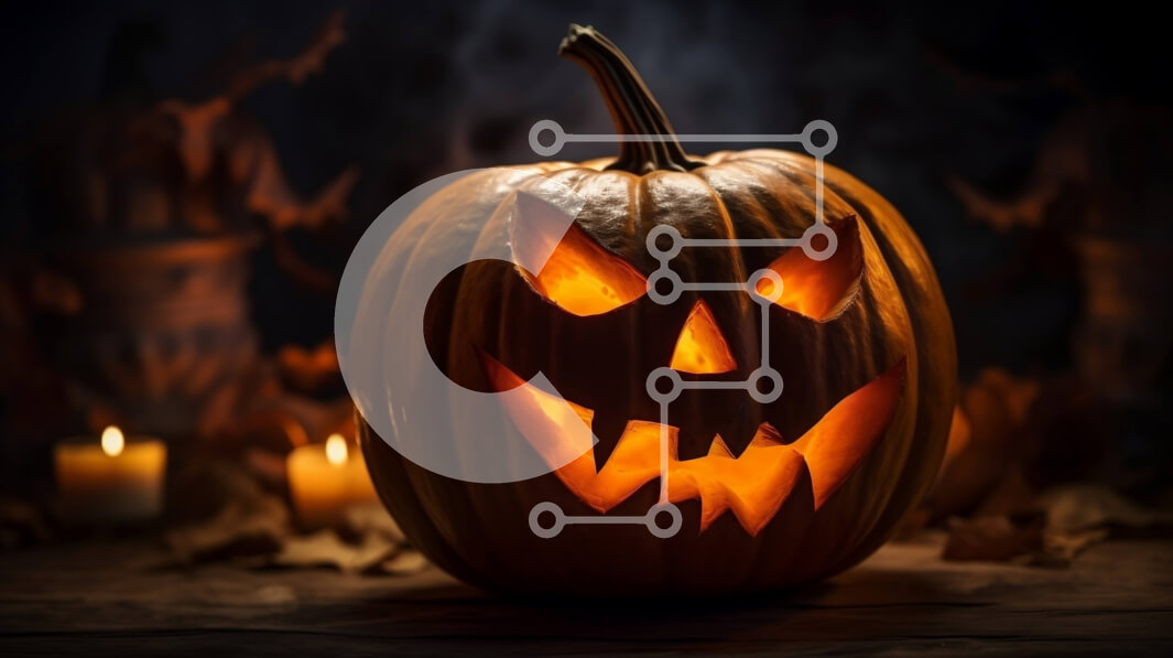 Intra Συλλεκτικό Ξύλινο Παζλ Plywood  4mm - Κολοκύθα αποκριών με λαμπερά μάτια στο σκοτάδι Σε Ξύλινο Κουτί - Διαστάσεις Puzzle: 10x10 cm – 25 κομμάτια