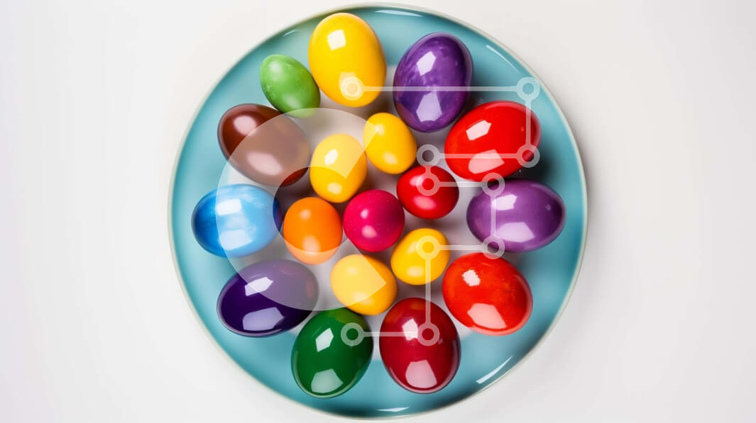 Σετ των 2 Intra Συλλεκτικό Ξύλινο Παζλ Plywood  4mm - Πολύχρωμα φασόλια ζελέ στο μπλε πιάτο Σε Ξύλινο Κουτί - Διαστάσεις: 10x10 cm – 25 κομμάτια