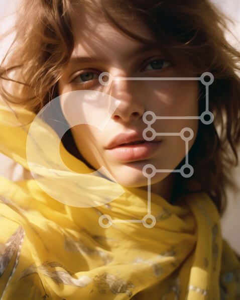 Intra Συλλεκτικό Ξύλινο Παζλ Plywood  4mm - Κομψή γυναίκα με κίτρινο κασκόλ και τζιν σορτς Σε Ξύλινο Κουτί - Διαστάσεις Puzzle: 10x10 cm – 25 κομμάτια