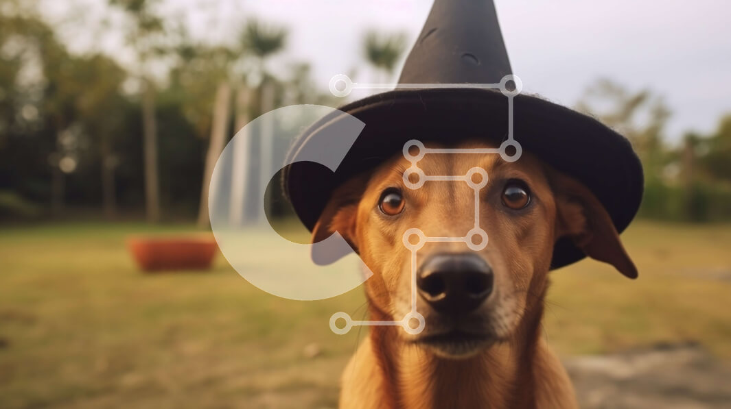 Σετ των 2 Intra Συλλεκτικό Ξύλινο Παζλ Plywood  4mm - Καφέ σκύλος που φορά το ανάποδο καπέλο μάγισσας Σε Ξύλινο Κουτί - Διαστάσεις: 10x10 cm – 25 κομμάτια