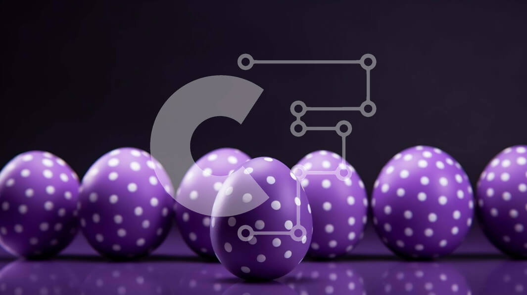 Intra Συλλεκτικό Ξύλινο Παζλ Plywood  4mm - Μωβ Πασχαλινά αυγά με πουά σε μαύρο φόντο Σε Ξύλινο Κουτί - Διαστάσεις: 10x10 cm – 25 κομμάτια