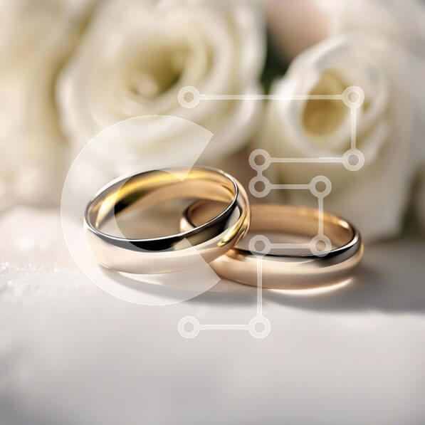 Σετ των 2 Intra Συλλεκτικό Ξύλινο Παζλ Plywood  4mm - Χρυσές Βέρες σε Λευκά Τριαντάφυλλα - Αγάπη και Δέσμευση Σε Ξύλινο Κουτί - Διαστάσεις: 10x10 cm – 25 κομμάτια