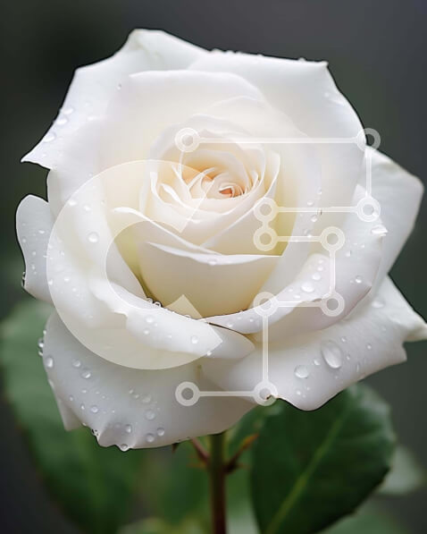 Intra Συλλεκτικό Ξύλινο Παζλ Plywood  4mm - Λευκό τριαντάφυλλο με σταγονίδια νερού Σε Ξύλινο Κουτί - Διαστάσεις: 10x10 cm – 25 κομμάτια