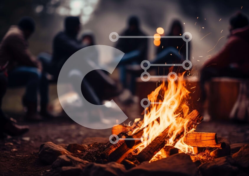 Intra Συλλεκτικό Ξύλινο Παζλ Plywood  4mm - Συγκέντρωση φωτιάς στο σκοτάδι σε εξωτερικούς χώρους Σε Ξύλινο Κουτί - Διαστάσεις Puzzle: 10x10 cm – 25 κομμάτια