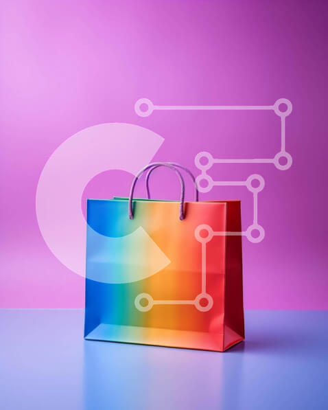 Intra Συλλεκτικό Ξύλινο Παζλ Plywood  4mm - Χάρτινη σακούλα στο χρώμα του ουράνιου τόξου σε πολύχρωμο φόντο Σε Ξύλινο Κουτί - Διαστάσεις: 10x10 cm – 25 κομμάτια