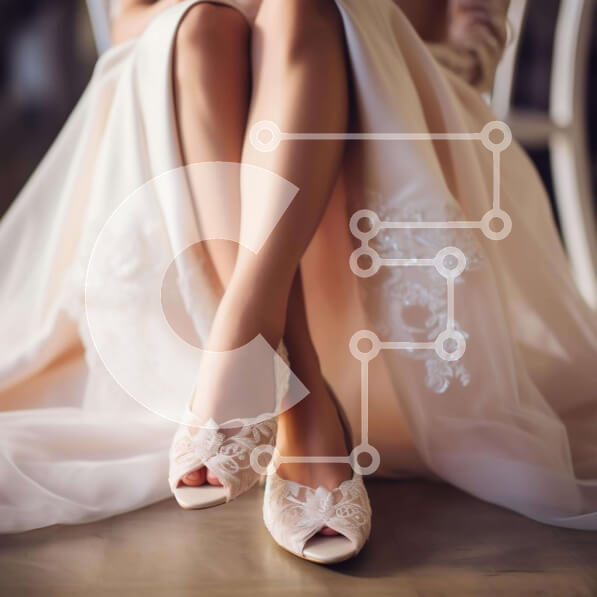 Σετ των 2 Intra Συλλεκτικό Ξύλινο Παζλ Plywood  4mm - Κομψά λευκά παπούτσια γάμου στα πόδια της νύφης Σε Ξύλινο Κουτί - Διαστάσεις: 10x10 cm – 25 κομμάτια