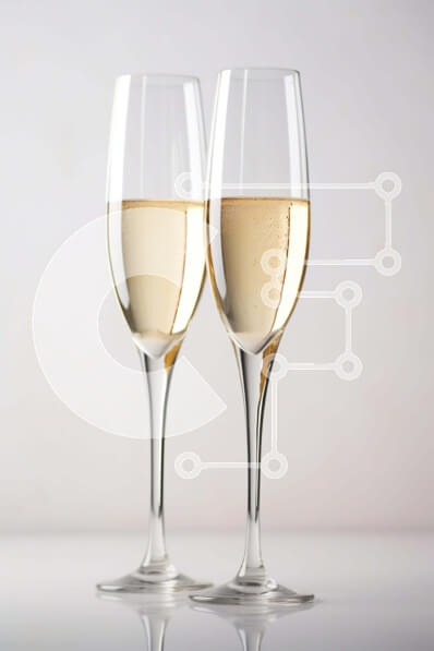 Σετ των 2 Intra Συλλεκτικό Ξύλινο Παζλ Plywood  4mm - Δύο ποτήρια κρασιού σε άσπρο φόντο Σε Ξύλινο Κουτί - Διαστάσεις: 10x10 cm – 25 κομμάτια