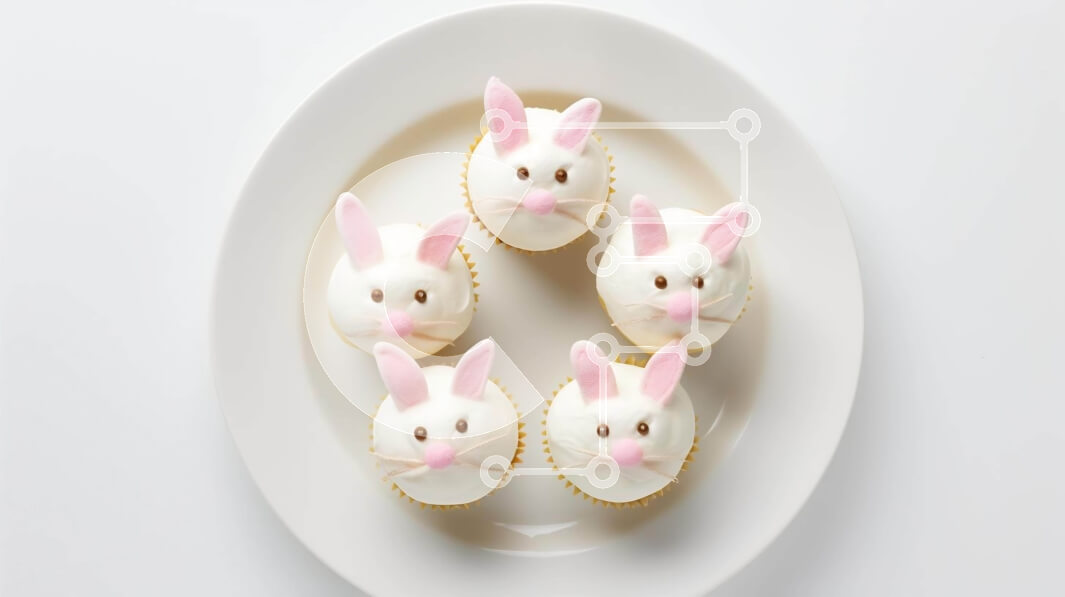 Σετ των 2 Intra Συλλεκτικό Ξύλινο Παζλ Plywood  4mm - Πιάτο Cupcake Easter Bunny Σε Ξύλινο Κουτί - Διαστάσεις: 10x10 cm – 25 κομμάτια