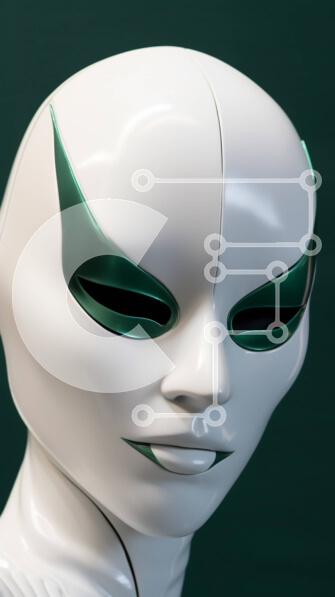 Intra Συλλεκτικό Ξύλινο Παζλ Plywood  4mm - Λευκό ρομπότ με πράσινα μάτια και φρύδια Σε Ξύλινο Κουτί - Διαστάσεις Puzzle: 10x10 cm – 25 κομμάτια