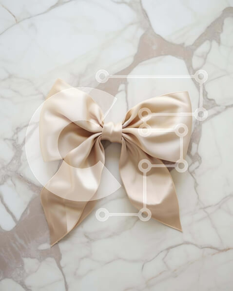 Intra Συλλεκτικό Ξύλινο Παζλ Plywood  4mm - Μπεζ σατέν φιόγκος σε κομψή μαρμάρινη επιφάνεια Σε Ξύλινο Κουτί - Διαστάσεις Puzzle: 10x10 cm – 25 κομμάτια