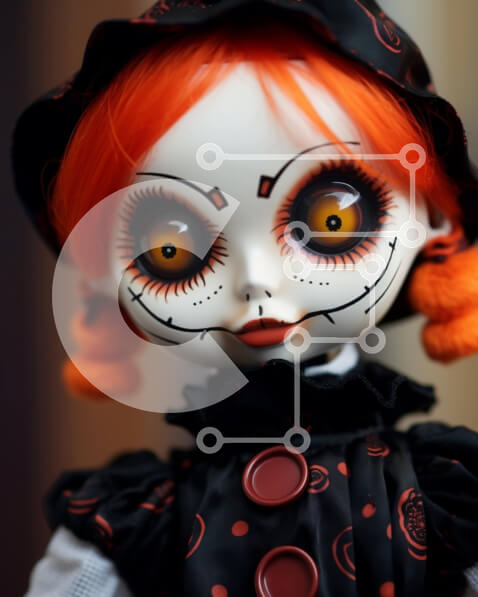 Intra Συλλεκτικό Ξύλινο Παζλ Plywood  4mm - Κούκλα με κόκκινα μαλλιά και πορτοκαλί μάτια Σε Ξύλινο Κουτί - Διαστάσεις Puzzle: 10x10 cm – 25 κομμάτια