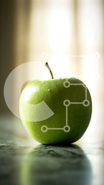 Intra Συλλεκτικό Ξύλινο Παζλ Plywood  4mm - Φρέσκο ​​και υγιές πράσινο μήλο μια ηλιόλουστη μέρα Σε Ξύλινο Κουτί - Διαστάσεις: 10x10 cm – 25 κομμάτια