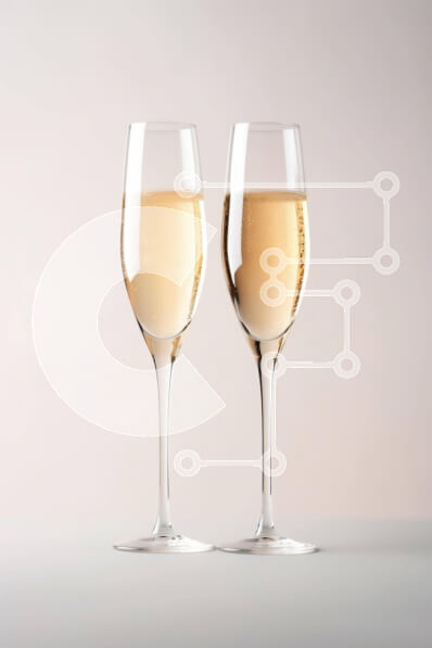 Σετ των 2 Intra Συλλεκτικό Ξύλινο Παζλ Plywood  4mm - Ποτήρια κρασιού με σαμπάνια σε άσπρο φόντο Σε Ξύλινο Κουτί - Διαστάσεις: 10x10 cm – 25 κομμάτια