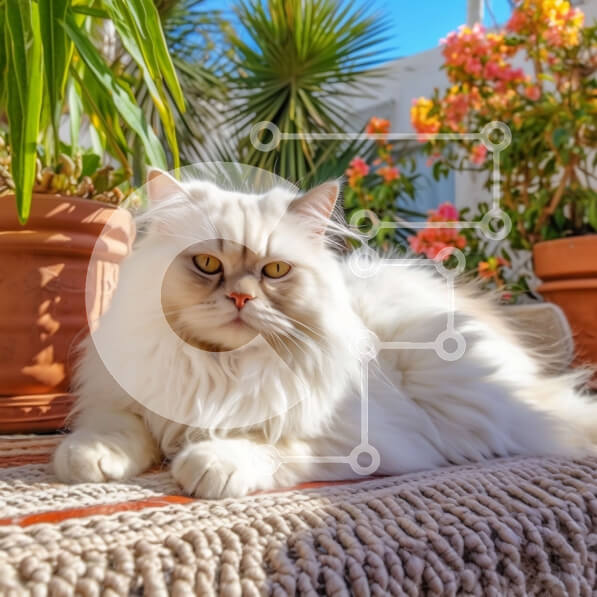 Intra Συλλεκτικό Ξύλινο Παζλ Plywood  4mm - Αξιολάτρευτη εικόνα μιας χνουδωτής λευκής γάτας λουσμένης στον ήλιο Σε Ξύλινο Κουτί - Διαστάσεις: 10x10 cm – 25 κομμάτια