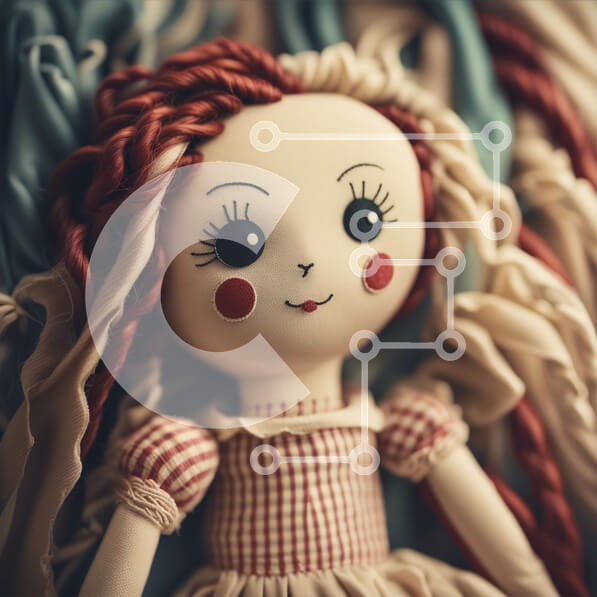 Intra Συλλεκτικό Ξύλινο Παζλ Plywood  4mm - Αξιολάτρευτη κούκλα με κόκκινα μαλλιά και καρό φόρεμα Σε Ξύλινο Κουτί - Διαστάσεις: 10x10 cm – 25 κομμάτια