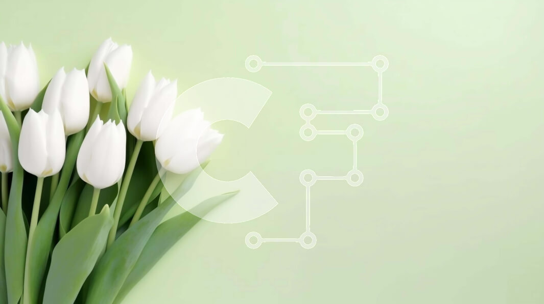 Intra Συλλεκτικό Ξύλινο Παζλ Plywood  4mm - Σύνθεση με λευκή τουλίπα μπουκέτο σε πράσινο φόντο Σε Ξύλινο Κουτί - Διαστάσεις: 10x10 cm – 25 κομμάτια