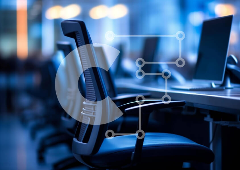 Intra Συλλεκτικό Ξύλινο Παζλ Plywood  4mm - Καρέκλες γραφείου και οθόνες υπολογιστών σε χώρο εργασίας Σε Ξύλινο Κουτί - Διαστάσεις Puzzle: 10x10 cm – 25 κομμάτια