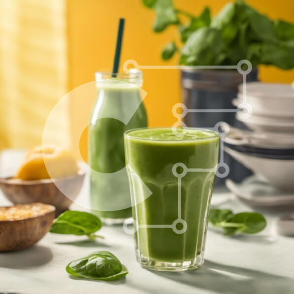 Σετ των 2 Intra Συλλεκτικό Ξύλινο Παζλ Plywood  4mm - Ποτήρι πράσινο Smoothie με φύλλα σπανακιού και λεμόνι Σε Ξύλινο Κουτί - Διαστάσεις: 10x10 cm – 25 κομμάτια