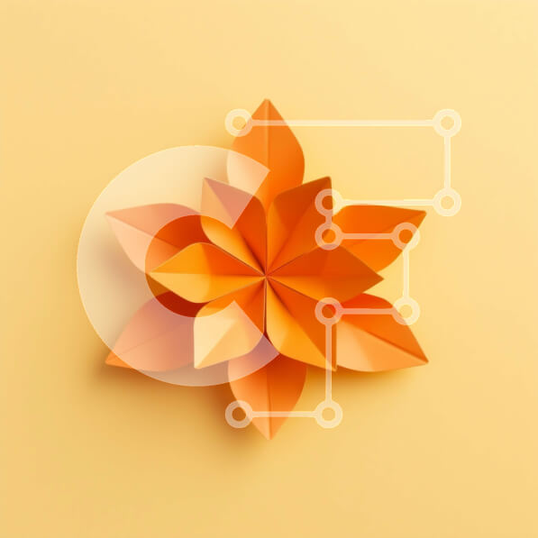 Intra Συλλεκτικό Ξύλινο Παζλ Plywood  4mm - Συμμετρικό πορτοκαλί λουλούδι από χαρτί Σε Ξύλινο Κουτί - Διαστάσεις Puzzle: 10x10 cm – 25 κομμάτια