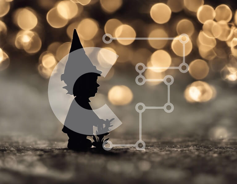 Intra Συλλεκτικό Ξύλινο Παζλ Plywood  4mm - Ασπρόμαυρη σιλουέτα ενός παλιομοδίτικο ειδώλιο Gnome Σε Ξύλινο Κουτί - Διαστάσεις: 10x10 cm – 25 κομμάτια