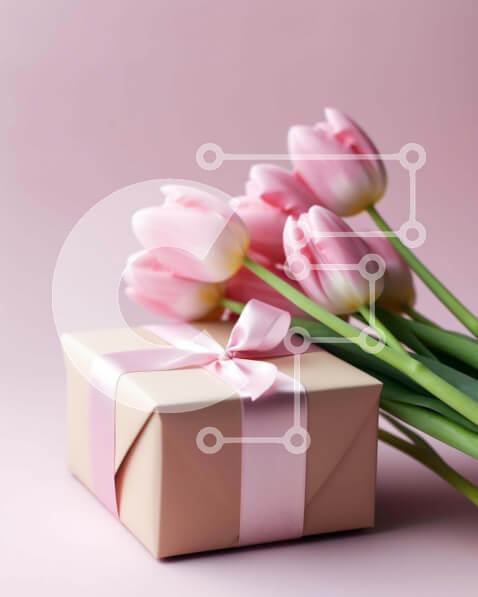 Intra Συλλεκτικό Ξύλινο Παζλ Plywood  4mm - Ειδική συσκευασία δώρου με ροζ τουλίπες και λουλούδια Σε Ξύλινο Κουτί - Διαστάσεις: 10x10 cm – 25 κομμάτια