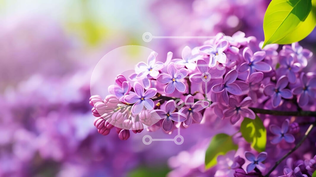 Intra Συλλεκτικό Ξύλινο Παζλ Plywood  4mm - Μωβ λιλά λουλούδια με φόντο πράσινα φύλλα Σε Ξύλινο Κουτί - Διαστάσεις: 10x10 cm – 25 κομμάτια