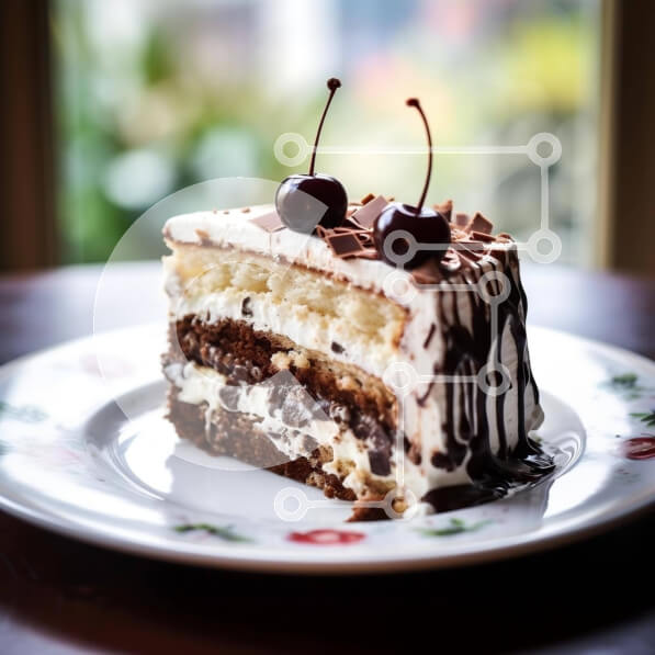 Σετ των 2 Intra Συλλεκτικό Ξύλινο Παζλ Plywood  4mm - Λαχταριστό κέικ σοκολάτας με κεράσια Σε Ξύλινο Κουτί - Διαστάσεις: 10x10 cm – 25 κομμάτια