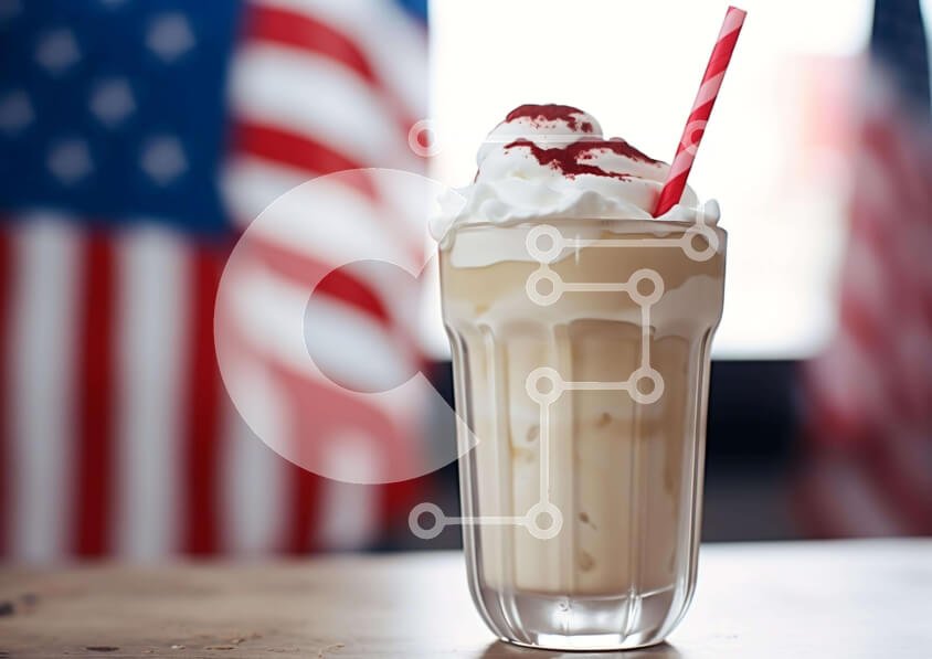 Σετ των 2 Intra Συλλεκτικό Ξύλινο Παζλ Plywood  4mm - Πατριωτικό Milkshake με σαντιγί και παγωτό Σε Ξύλινο Κουτί - Διαστάσεις: 10x10 cm – 25 κομμάτια