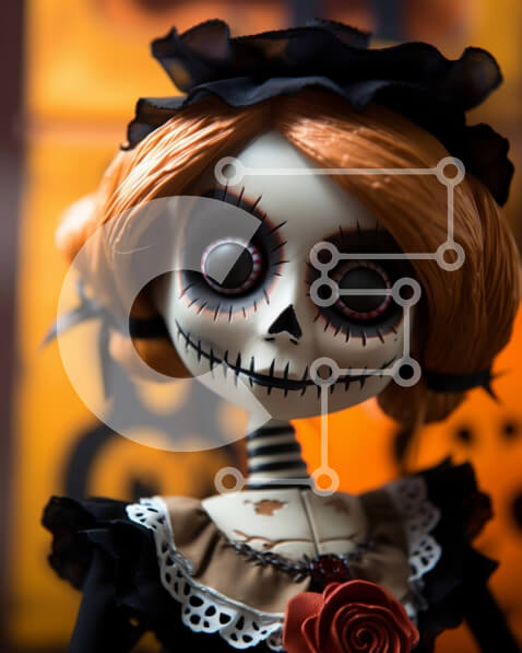 Intra Συλλεκτικό Ξύλινο Παζλ Plywood  4mm - Sugar Skull Doll για τη γιορτή της Ημέρας των Νεκρών Σε Ξύλινο Κουτί - Διαστάσεις Puzzle: 10x10 cm – 25 κομμάτια