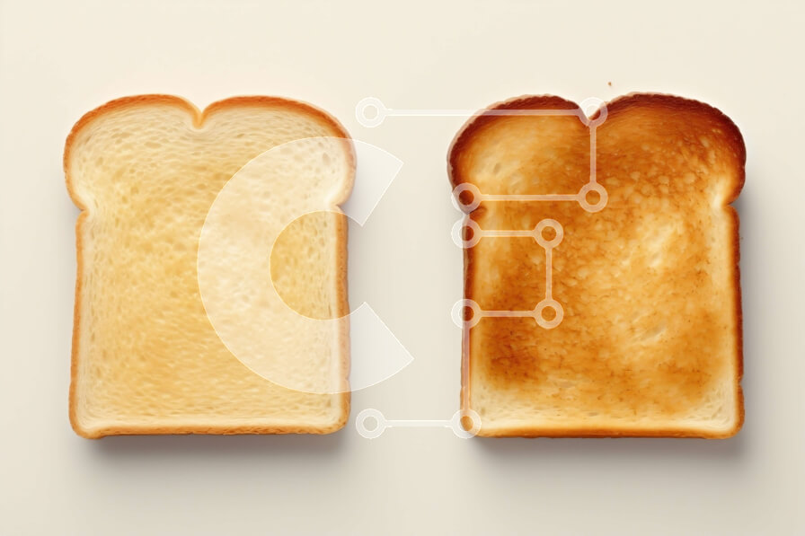 Σετ των 2 Intra Συλλεκτικό Ξύλινο Παζλ Plywood  4mm - Καμένες και άκαυστες φέτες τοστ σε ένα πιάτο Σε Ξύλινο Κουτί - Διαστάσεις: 10x10 cm – 25 κομμάτια