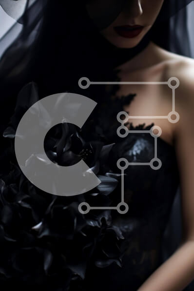 Intra Συλλεκτικό Ξύλινο Παζλ Plywood  4mm - Γυναίκα με μαύρο φόρεμα με πέπλο που κρατά λουλούδια Σε Ξύλινο Κουτί - Διαστάσεις Puzzle: 10x10 cm – 25 κομμάτια