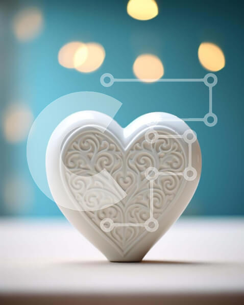 Intra Συλλεκτικό Ξύλινο Παζλ Plywood  4mm - Λευκό αντικείμενο σε σχήμα καρδιάς στο τραπέζι με πολύχρωμο μπόκε Σε Ξύλινο Κουτί - Διαστάσεις: 10x10 cm – 25 κομμάτια