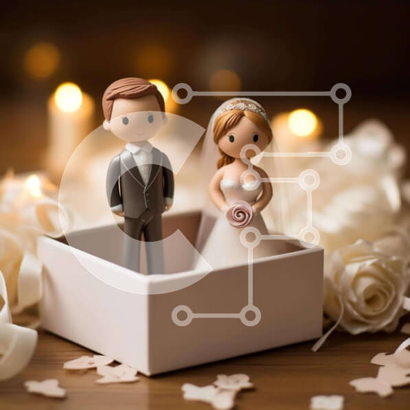 Intra Συλλεκτικό Ξύλινο Παζλ Plywood  4mm - Ειδώλια νύφης και γαμπρού σε ανοιχτό κουτί με κεριά Σε Ξύλινο Κουτί - Διαστάσεις: 10x10 cm – 25 κομμάτια