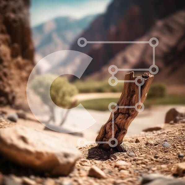 Intra Συλλεκτικό Ξύλινο Παζλ Plywood  4mm - Όμορφη εικόνα τοπίου ξηρού και βραχώδους εδάφους με δέντρο και βουνά Σε Ξύλινο Κουτί - Διαστάσεις: 10x10 cm – 25 κομμάτια