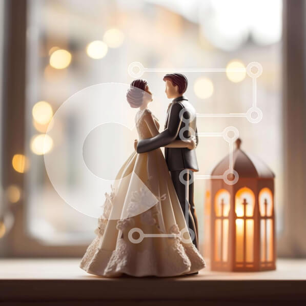 Intra Συλλεκτικό Ξύλινο Παζλ Plywood  4mm - Ειδώλιο ζεύγους αρραβώνων ή γάμου στο περβάζι Σε Ξύλινο Κουτί - Διαστάσεις Puzzle: 10x10 cm – 25 κομμάτια