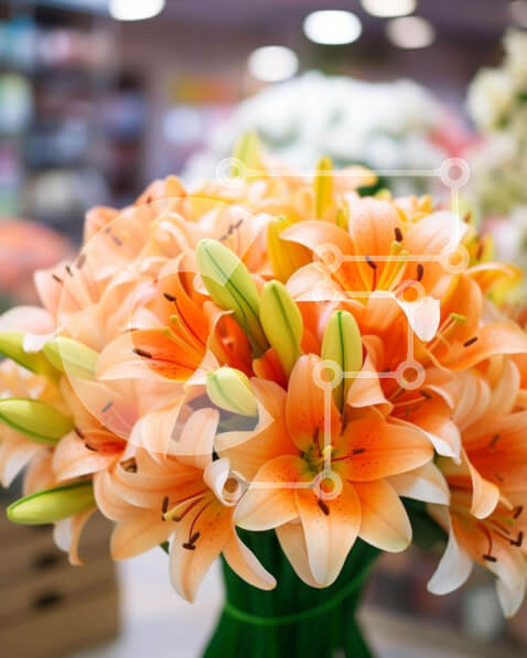 Intra Συλλεκτικό Ξύλινο Παζλ Plywood  4mm - Πράσινο βάζο με πορτοκαλί κρίνους και ανάμεικτα λουλούδια Σε Ξύλινο Κουτί - Διαστάσεις Puzzle: 10x10 cm – 25 κομμάτια