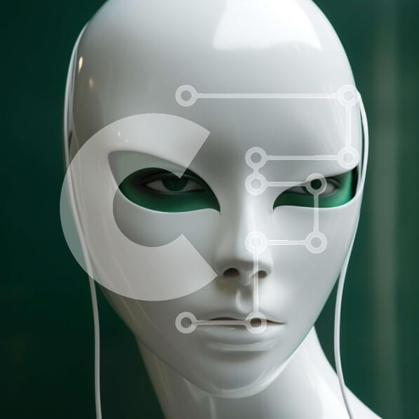 Σετ των 2 Intra Συλλεκτικό Ξύλινο Παζλ Plywood  4mm - Άσπρο πρόσωπο μανεκέν με πράσινα μάτια και ακουστικά Σε Ξύλινο Κουτί - Διαστάσεις: 10x10 cm – 25 κομμάτια