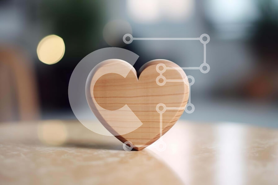 Intra Συλλεκτικό Ξύλινο Παζλ Plywood  4mm - Ξύλινη καρδιά σε ημιτελές τραπέζι Σε Ξύλινο Κουτί - Διαστάσεις: 10x10 cm – 25 κομμάτια
