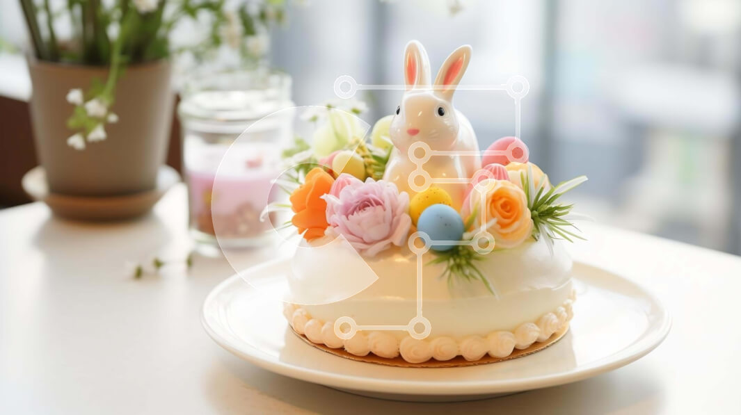 Intra Συλλεκτικό Ξύλινο Παζλ Plywood  4mm - Πασχαλινό κέικ λαγουδάκι με διακοσμητικά Σε Ξύλινο Κουτί - Διαστάσεις: 10x10 cm – 25 κομμάτια