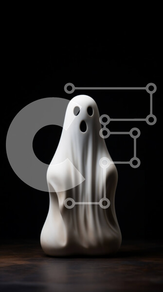 Intra Συλλεκτικό Ξύλινο Παζλ Plywood  4mm - Λευκό κεραμικό ειδώλιο φάντασμα σε σκούρο φόντο Σε Ξύλινο Κουτί - Διαστάσεις Puzzle: 10x10 cm – 25 κομμάτια