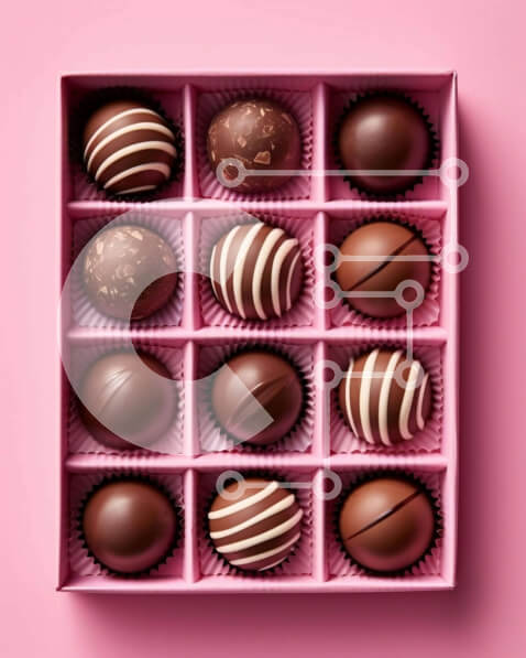 Σετ των 2 Intra Συλλεκτικό Ξύλινο Παζλ Plywood  4mm - Διάφορα κουφέτα σοκολάτας σε ροζ κουτί από πάνω Σε Ξύλινο Κουτί - Διαστάσεις: 10x10 cm – 25 κομμάτια