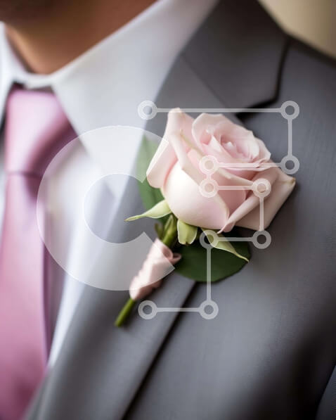 Intra Συλλεκτικό Ξύλινο Παζλ Plywood  4mm - Άνδρας με γκρι κοστούμι και σμόκιν με μπουτονιέρα ροζ τριαντάφυλλου Σε Ξύλινο Κουτί - Διαστάσεις Puzzle: 10x10 cm – 25 κομμάτια