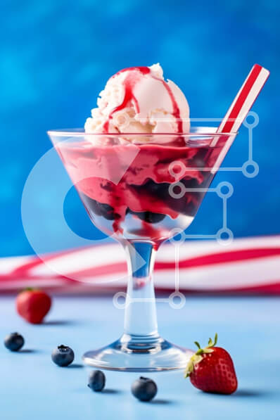 Σετ των 2 Intra Συλλεκτικό Ξύλινο Παζλ Plywood  4mm - Κόκκινο, λευκό και μπλε παγωτό σούντα με φρέσκα φρούτα Σε Ξύλινο Κουτί - Διαστάσεις: 10x10 cm – 25 κομμάτια