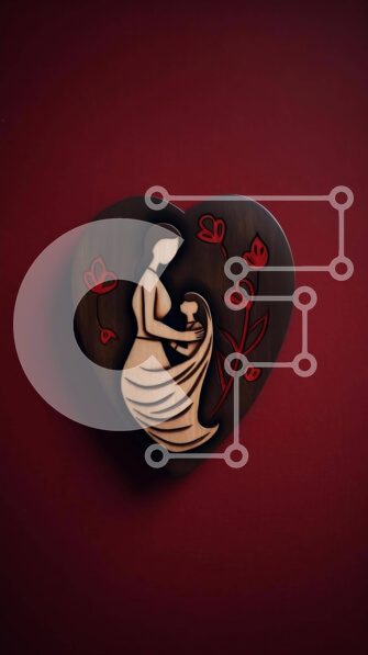 Intra Συλλεκτικό Ξύλινο Παζλ Plywood  4mm - Ξύλινη πλακέτα μητέρας και μωρού σε σχήμα καρδιάς με κόκκινα λουλούδια Σε Ξύλινο Κουτί - Διαστάσεις Puzzle: 10x10 cm – 25 κομμάτια