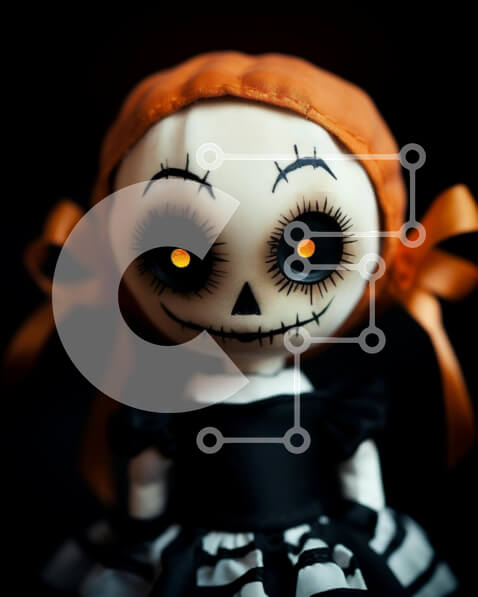 Intra Συλλεκτικό Ξύλινο Παζλ Plywood  4mm - Πορτοκαλί κούκλα φόρεμα με ριγέ σχέδιο Σε Ξύλινο Κουτί - Διαστάσεις Puzzle: 10x10 cm – 25 κομμάτια