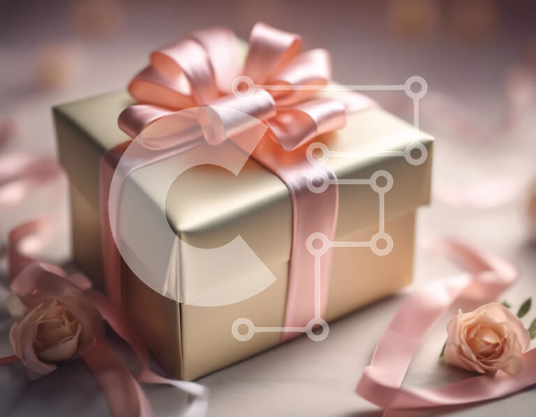 Intra Συλλεκτικό Ξύλινο Παζλ Plywood  4mm - Χρυσό κουτί δώρου με ροζ κορδέλα και τριαντάφυλλα Σε Ξύλινο Κουτί - Διαστάσεις: 10x10 cm – 25 κομμάτια