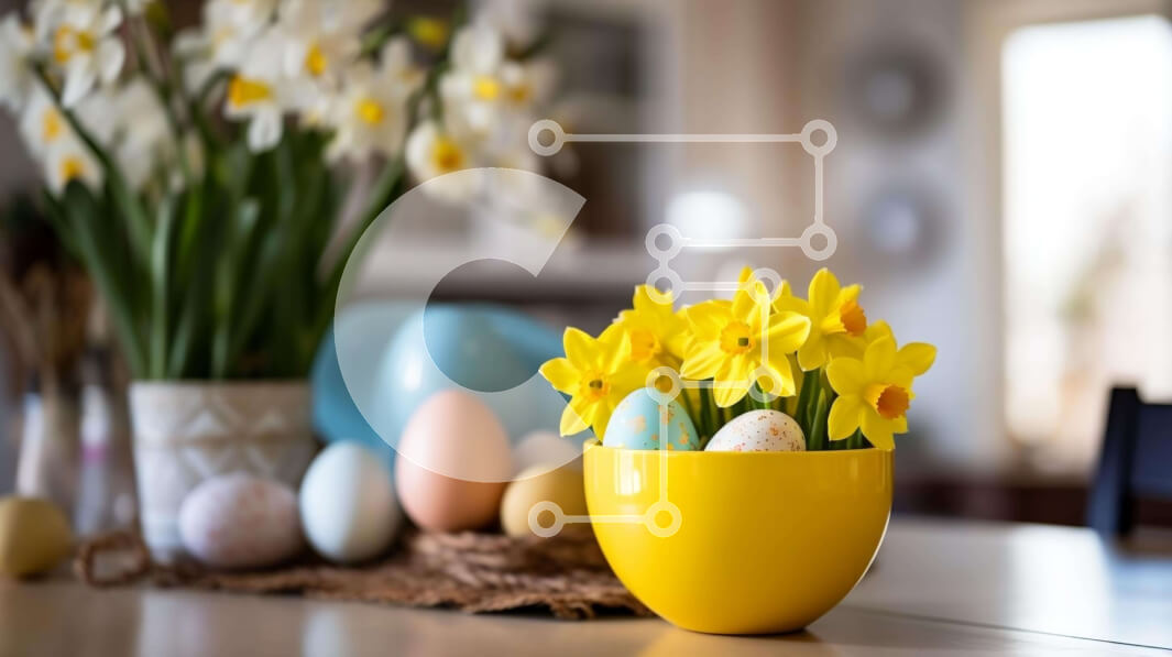 Intra Συλλεκτικό Ξύλινο Παζλ Plywood  4mm - Διακοσμήσεις πασχαλινών τραπεζιών με λουλούδια και αυγά Σε Ξύλινο Κουτί - Διαστάσεις: 10x10 cm – 25 κομμάτια