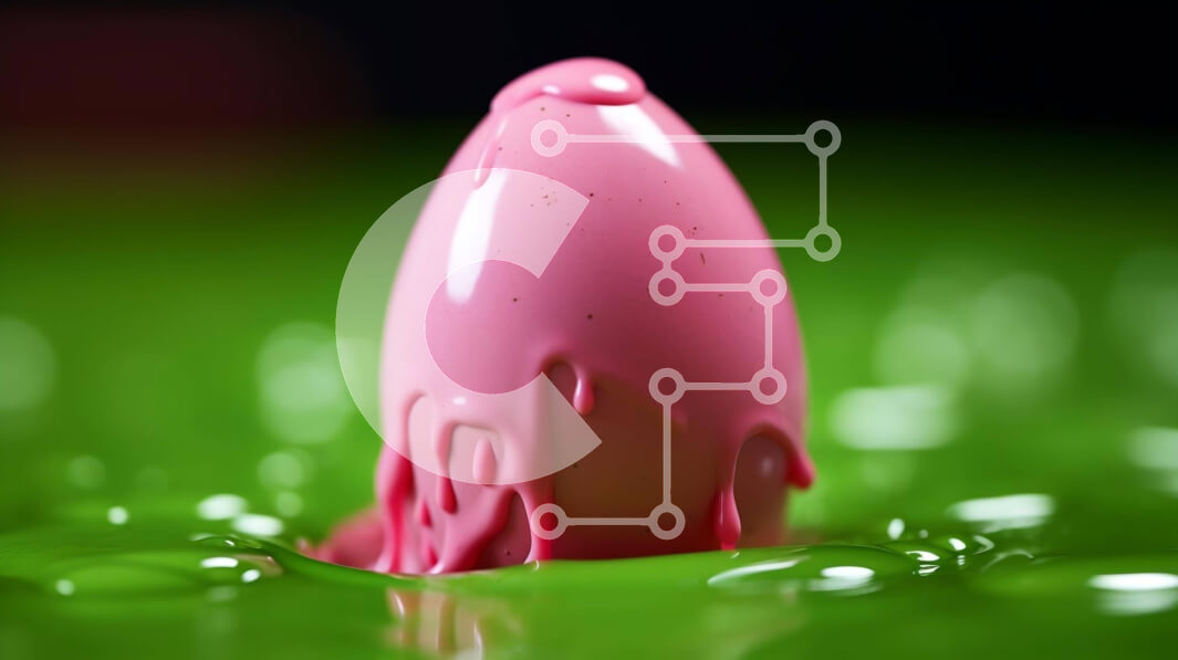 Σετ των 2 Intra Συλλεκτικό Ξύλινο Παζλ Plywood  4mm - Ροζ πασχαλινό αυγό σε πράσινο υγρό Σε Ξύλινο Κουτί - Διαστάσεις: 10x10 cm – 25 κομμάτια