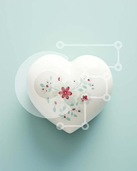 Intra Συλλεκτικό Ξύλινο Παζλ Plywood  4mm - Floral κουτί σε σχήμα καρδιάς σε υπόλευκο φόντο Σε Ξύλινο Κουτί - Διαστάσεις: 10x10 cm – 25 κομμάτια