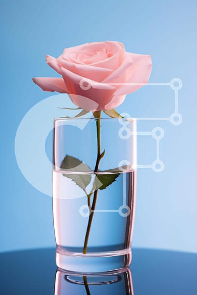 Σετ των 2 Intra Συλλεκτικό Ξύλινο Παζλ Plywood  4mm - Μονό ροζ τριαντάφυλλο που επιπλέει στο νερό Σε Ξύλινο Κουτί - Διαστάσεις: 10x10 cm – 25 κομμάτια